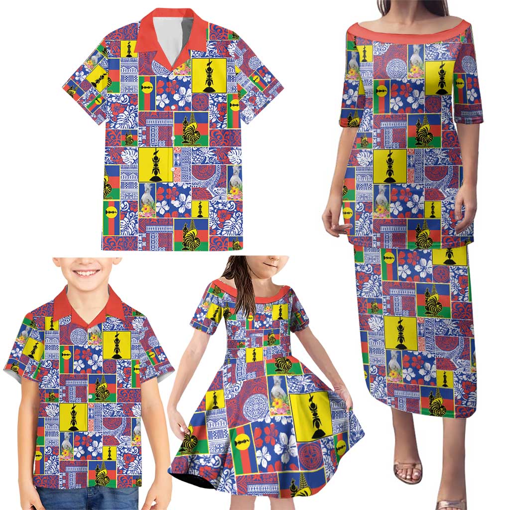 New Caledonia Joyeux Noel Family Matching Puletasi and Hawaiian Shirt Pacific Patchwork Xmas Vibes - Polynesian Pride