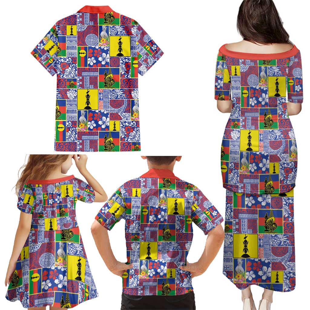 New Caledonia Joyeux Noel Family Matching Puletasi and Hawaiian Shirt Pacific Patchwork Xmas Vibes - Polynesian Pride