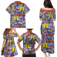 New Caledonia Joyeux Noel Family Matching Puletasi and Hawaiian Shirt Pacific Patchwork Xmas Vibes - Polynesian Pride