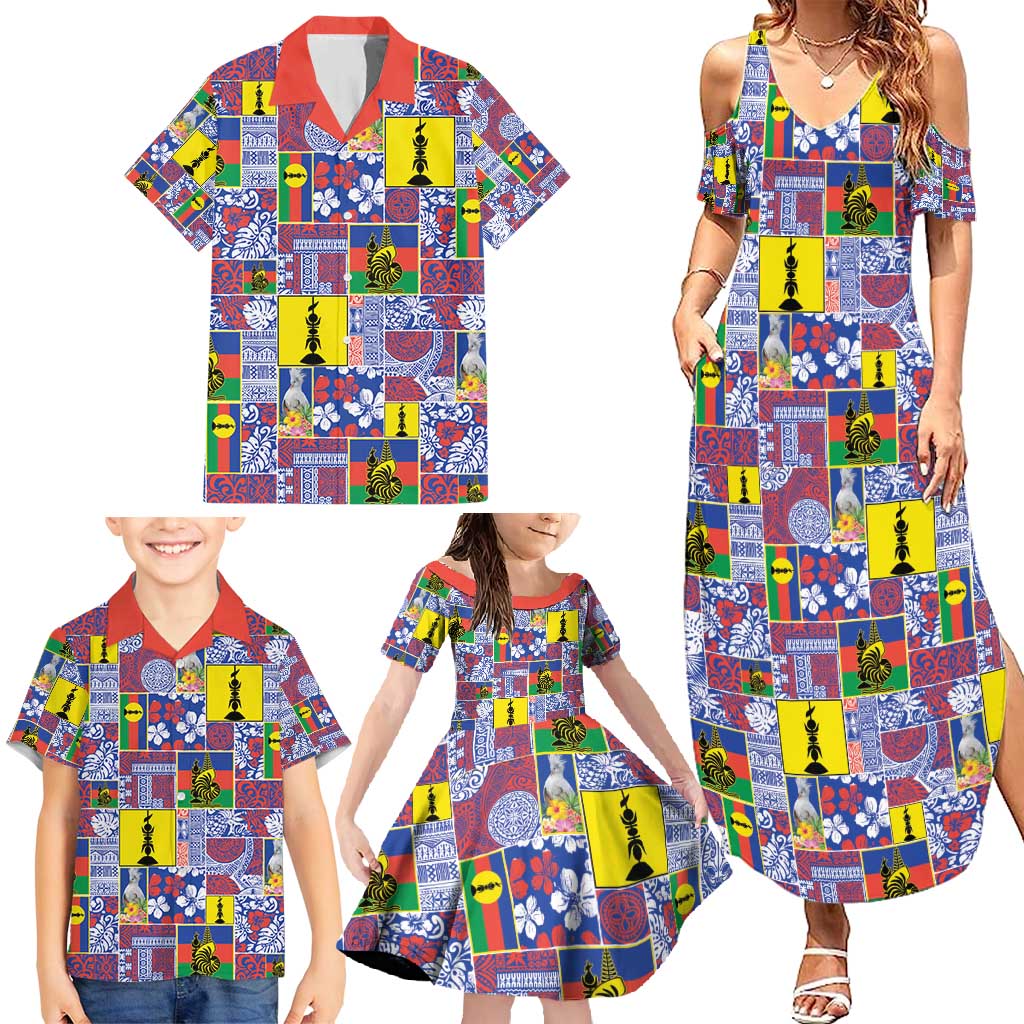 New Caledonia Joyeux Noel Family Matching Summer Maxi Dress and Hawaiian Shirt Pacific Patchwork Xmas Vibes - Polynesian Pride