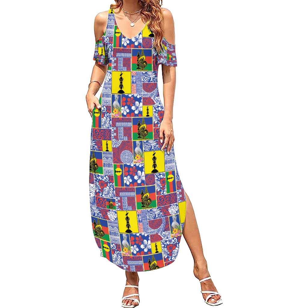 New Caledonia Joyeux Noel Family Matching Summer Maxi Dress and Hawaiian Shirt Pacific Patchwork Xmas Vibes - Polynesian Pride