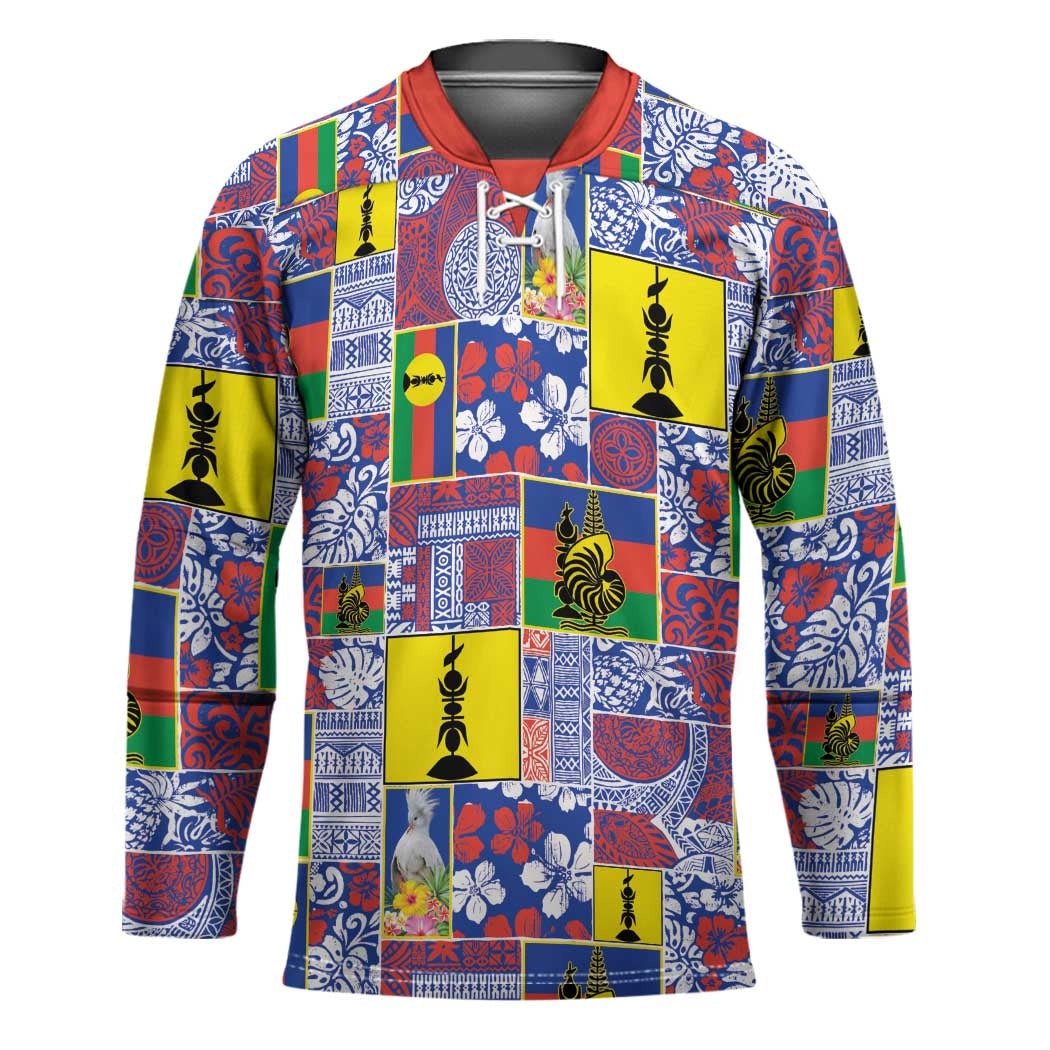 New Caledonia Joyeux Noel Hockey Jersey Pacific Patchwork Xmas Vibes - Polynesian Pride