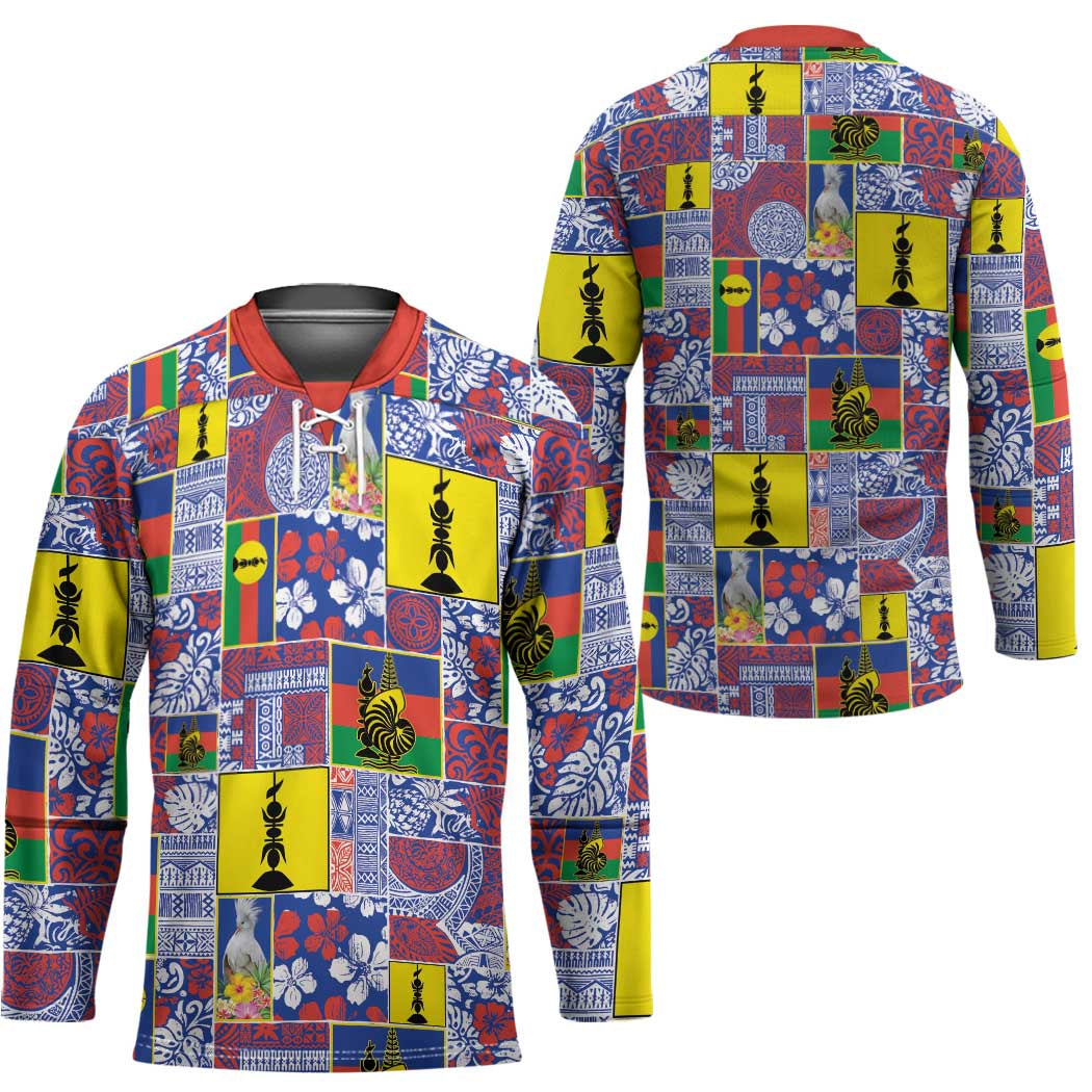 New Caledonia Joyeux Noel Hockey Jersey Pacific Patchwork Xmas Vibes - Polynesian Pride