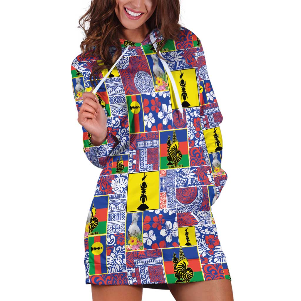 New Caledonia Joyeux Noel Hoodie Dress Pacific Patchwork Xmas Vibes - Polynesian Pride