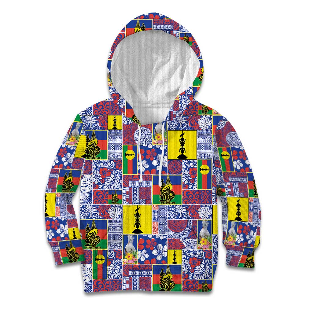 New Caledonia Joyeux Noel Kid Hoodie Pacific Patchwork Xmas Vibes - Polynesian Pride