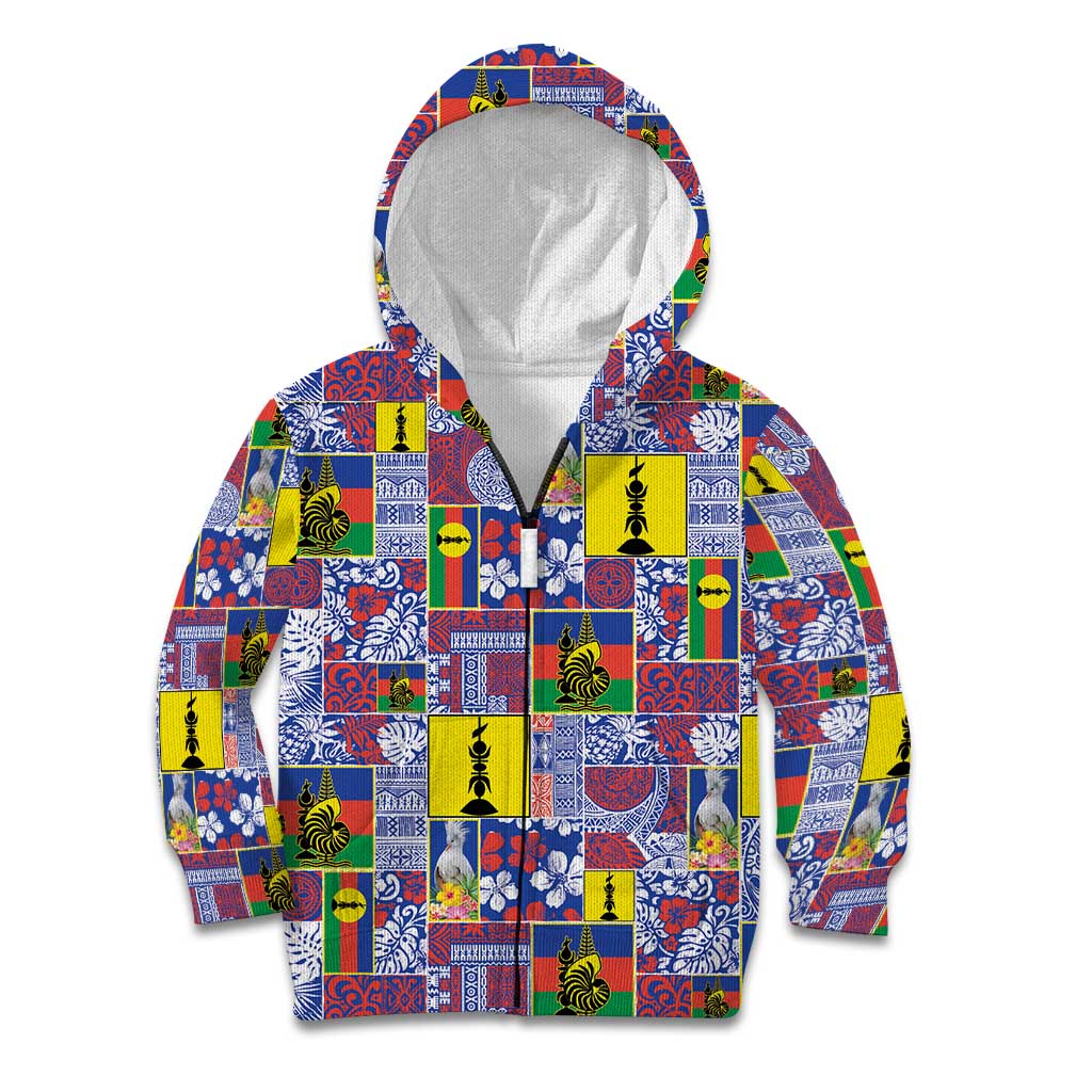 New Caledonia Joyeux Noel Kid Hoodie Pacific Patchwork Xmas Vibes - Polynesian Pride