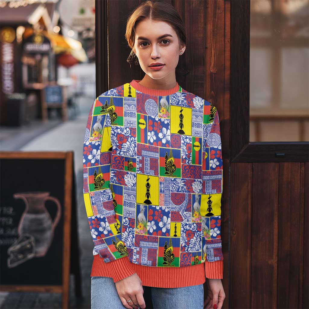 New Caledonia Joyeux Noel Ugly Christmas Sweater Pacific Patchwork Xmas Vibes - Polynesian Pride