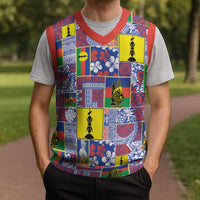 New Caledonia Joyeux Noel Christmas Knitted V-Neck Vest Pacific Patchwork Xmas Vibes - Polynesian Pride