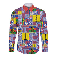 New Caledonia Joyeux Noel Long Sleeve Button Shirt Pacific Patchwork Xmas Vibes - Polynesian Pride