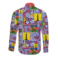 New Caledonia Joyeux Noel Long Sleeve Button Shirt Pacific Patchwork Xmas Vibes - Polynesian Pride