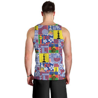 New Caledonia Joyeux Noel Men Tank Top Pacific Patchwork Xmas Vibes - Polynesian Pride