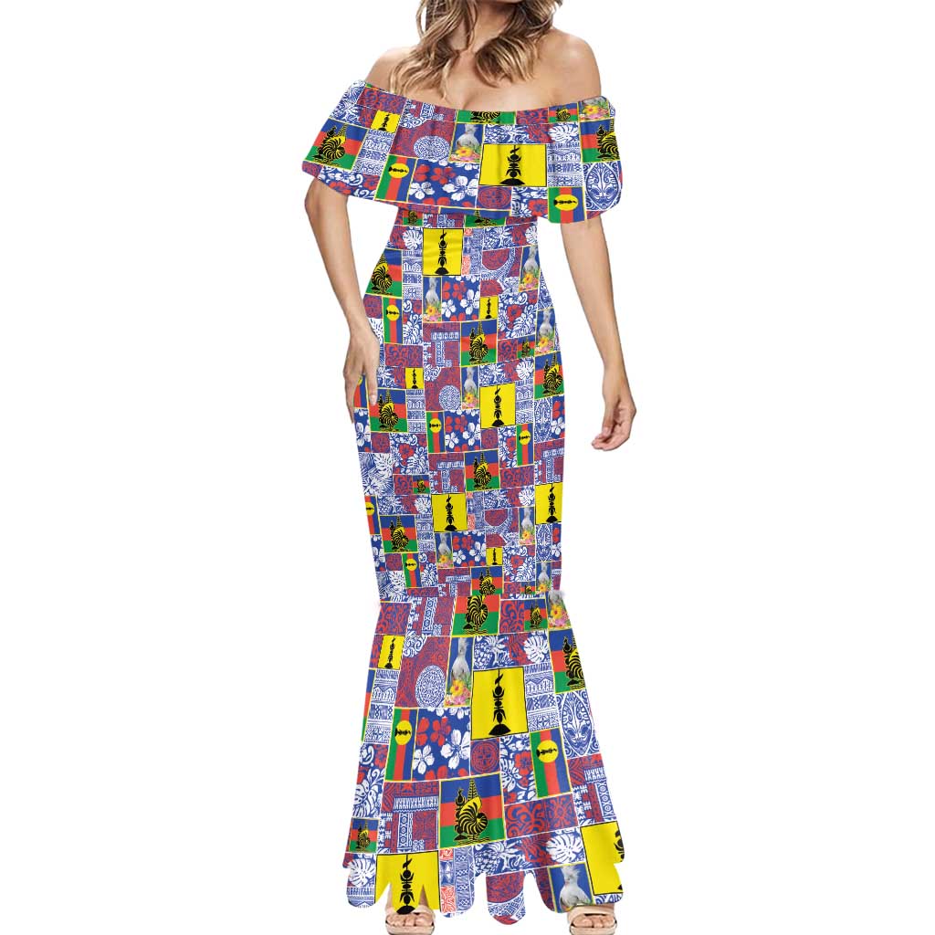 New Caledonia Joyeux Noel Mermaid Dress Pacific Patchwork Xmas Vibes - Polynesian Pride