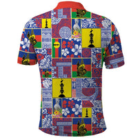 New Caledonia Joyeux Noel Polo Shirt Pacific Patchwork Xmas Vibes - Polynesian Pride