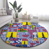 New Caledonia Joyeux Noel Round Carpet Pacific Patchwork Xmas Vibes - Polynesian Pride
