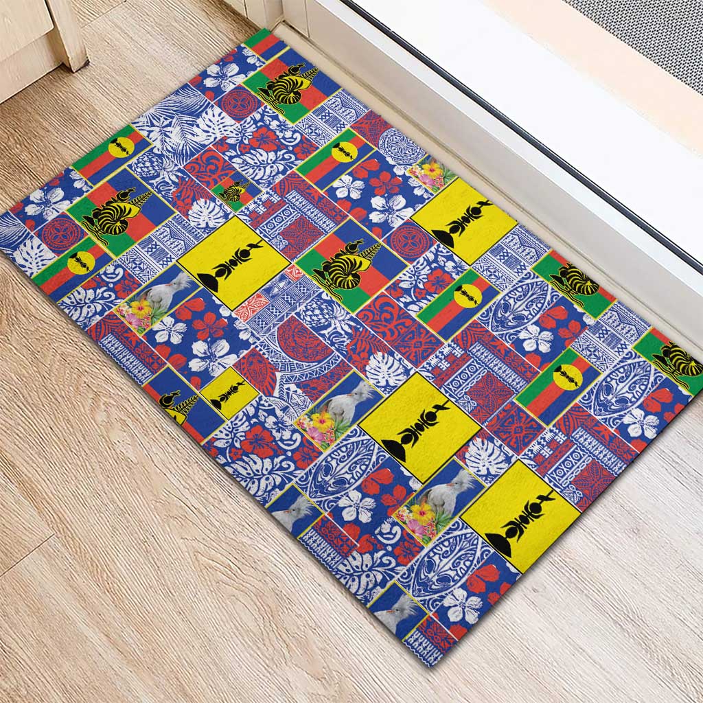 New Caledonia Joyeux Noel Rubber Doormat Pacific Patchwork Xmas Vibes - Polynesian Pride