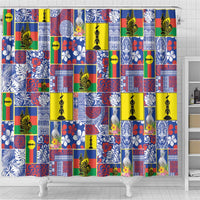 New Caledonia Joyeux Noel Shower Curtain Pacific Patchwork Xmas Vibes - Polynesian Pride