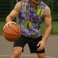 New Caledonia Joyeux Noel Sleeveless Hoodie Pacific Patchwork Xmas Vibes - Polynesian Pride