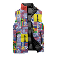 New Caledonia Joyeux Noel Sleeveless Puffer Jacket Pacific Patchwork Xmas Vibes - Polynesian Pride