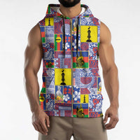 New Caledonia Joyeux Noel Sleeveless Zip Hoodie Pacific Patchwork Xmas Vibes - Polynesian Pride