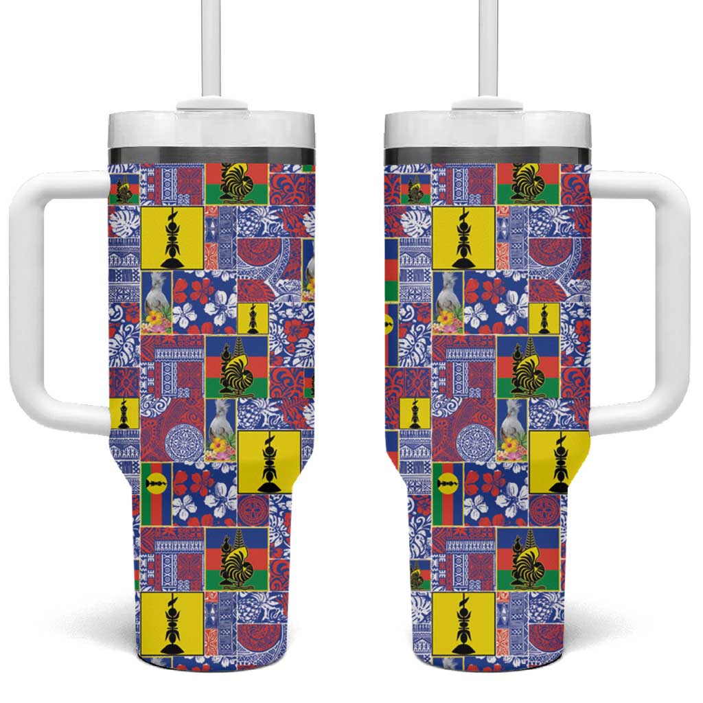 New Caledonia Joyeux Noel Tumbler With Handle Pacific Patchwork Xmas Vibes - Polynesian Pride