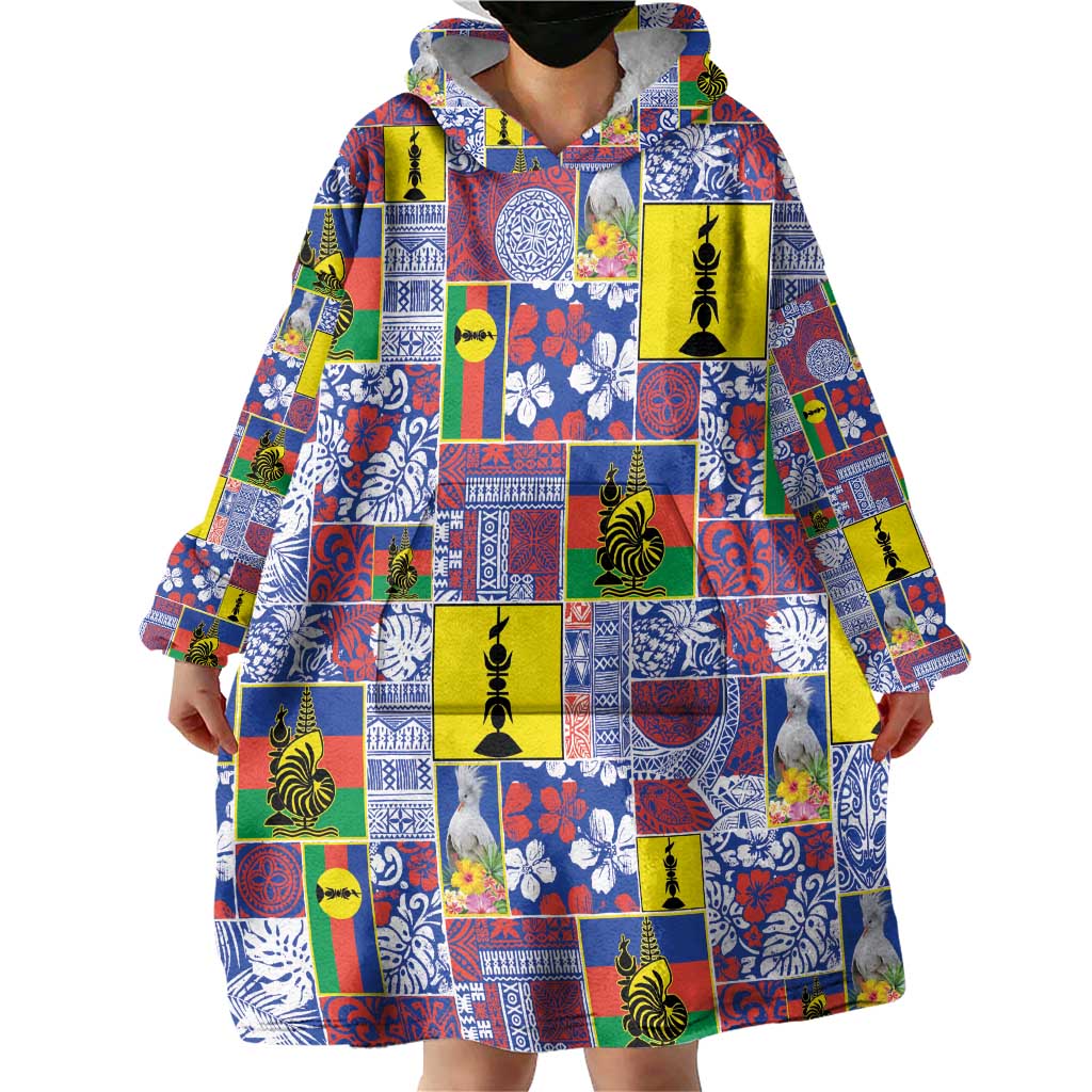 New Caledonia Joyeux Noel Wearable Blanket Hoodie Pacific Patchwork Xmas Vibes - Polynesian Pride