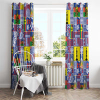 New Caledonia Joyeux Noel Window Curtain Pacific Patchwork Xmas Vibes - Polynesian Pride