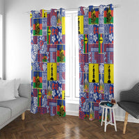 New Caledonia Joyeux Noel Window Curtain Pacific Patchwork Xmas Vibes - Polynesian Pride
