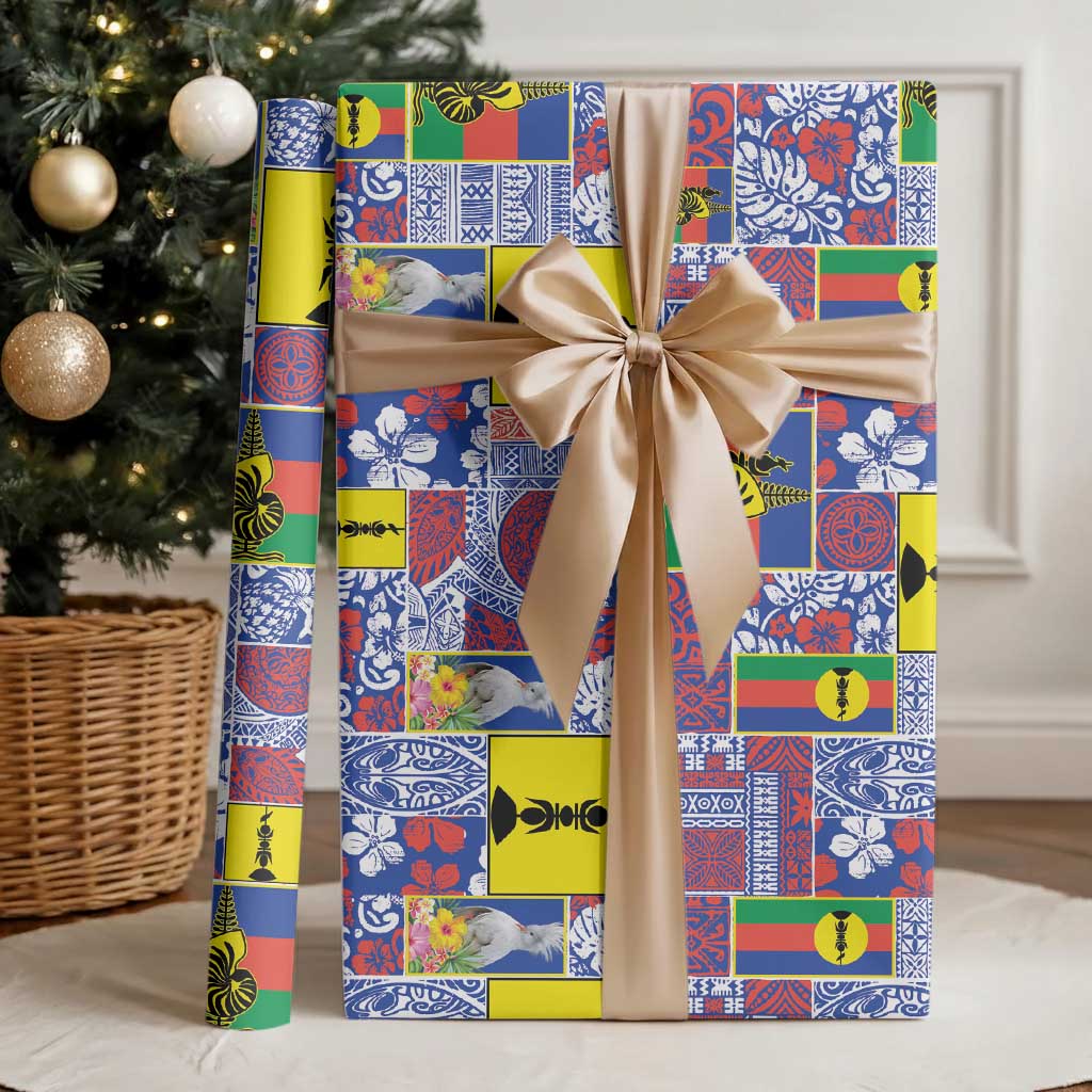 New Caledonia Joyeux Noel Wrapping Paper Pacific Patchwork Xmas Vibes - Polynesian Pride