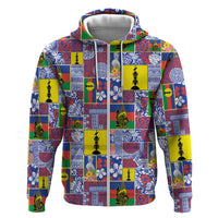 New Caledonia Joyeux Noel Zip Hoodie Pacific Patchwork Xmas Vibes - Polynesian Pride