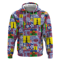 New Caledonia Joyeux Noel Zip Hoodie Pacific Patchwork Xmas Vibes - Polynesian Pride