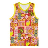 Niue Monuina e Kilisimasi Basketball Jersey Pacific Patchwork Xmas Vibes - Polynesian Pride