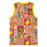 Niue Monuina e Kilisimasi Basketball Jersey Pacific Patchwork Xmas Vibes - Polynesian Pride