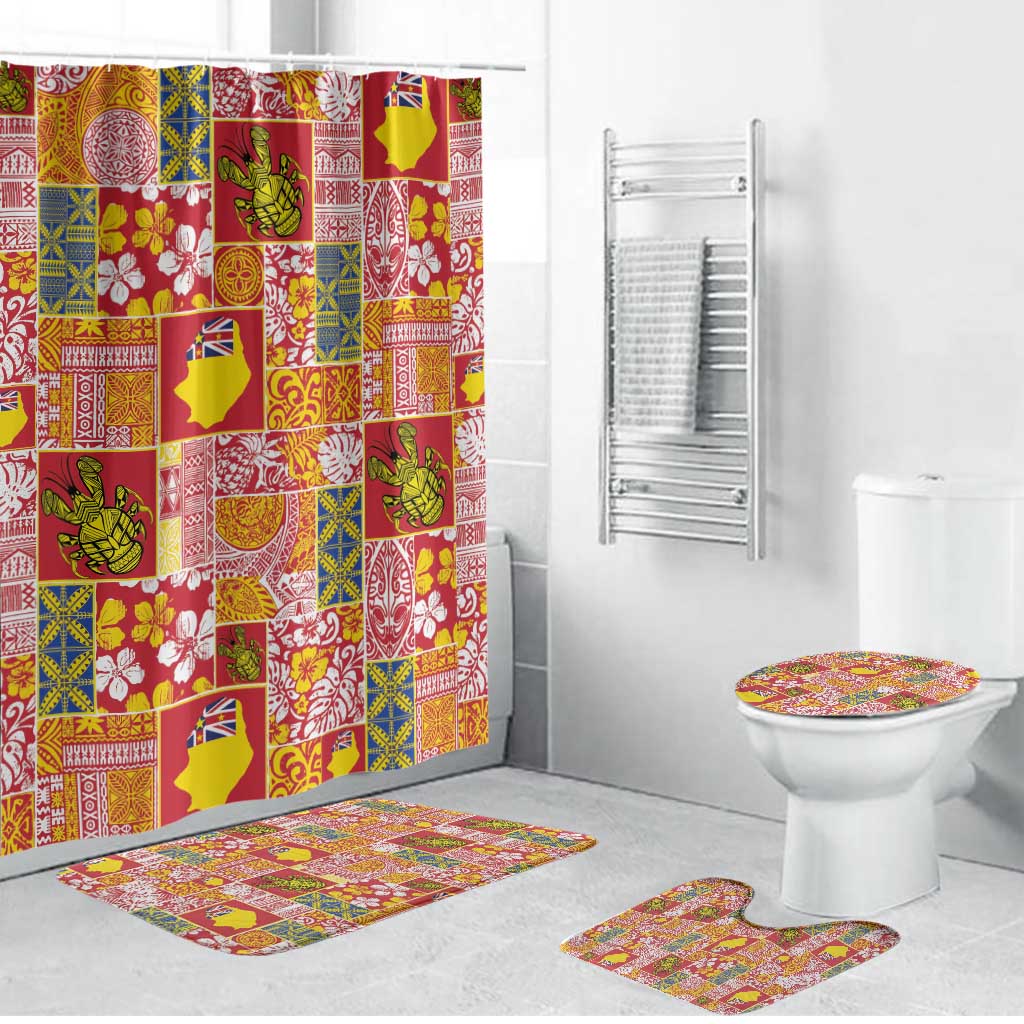 Niue Monuina e Kilisimasi Bathroom Set Pacific Patchwork Xmas Vibes - Polynesian Pride