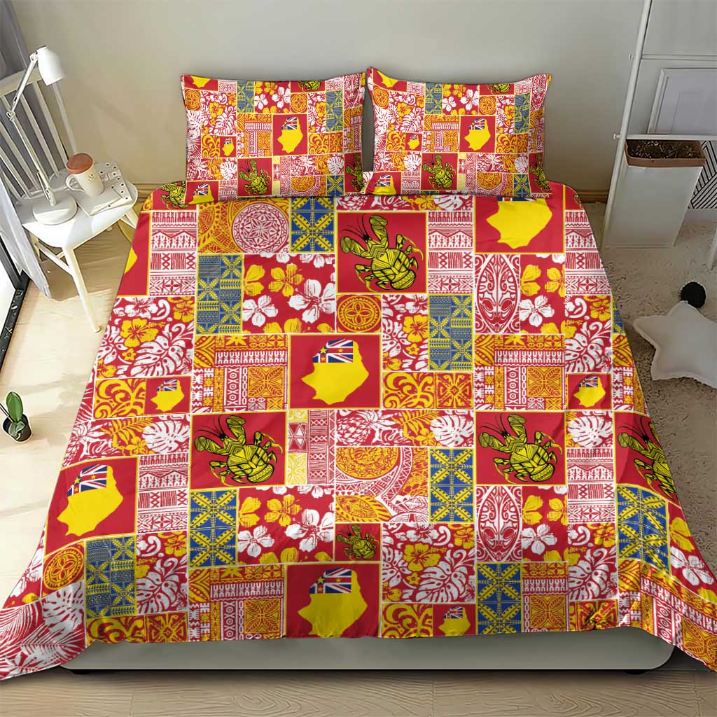 Niue Monuina e Kilisimasi Bedding Set Pacific Patchwork Xmas Vibes - Polynesian Pride