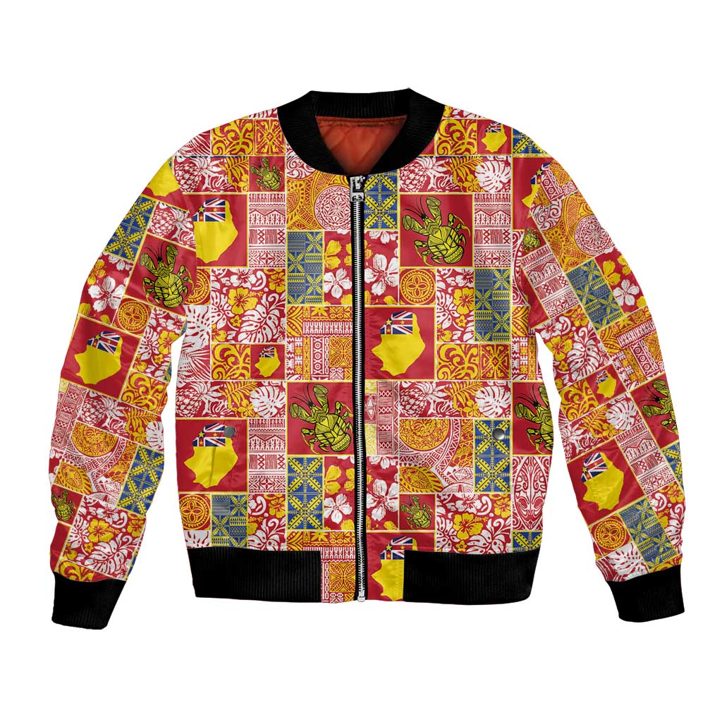 Niue Monuina e Kilisimasi Bomber Jacket Pacific Patchwork Xmas Vibes - Polynesian Pride
