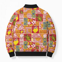 Niue Monuina e Kilisimasi Bomber Puffer Jacket Pacific Patchwork Xmas Vibes - Polynesian Pride