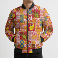 Niue Monuina e Kilisimasi Bomber Puffer Jacket Pacific Patchwork Xmas Vibes - Polynesian Pride
