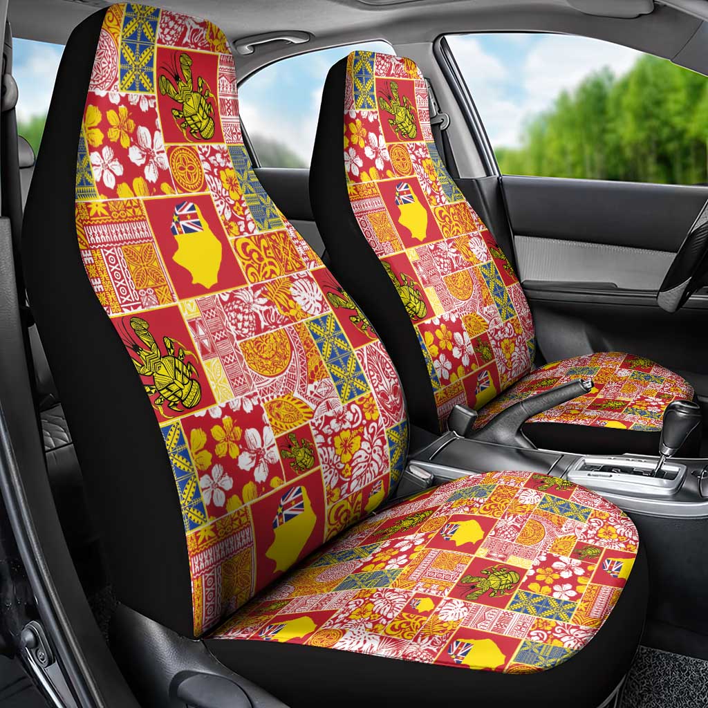 Niue Monuina e Kilisimasi Car Seat Cover Pacific Patchwork Xmas Vibes - Polynesian Pride