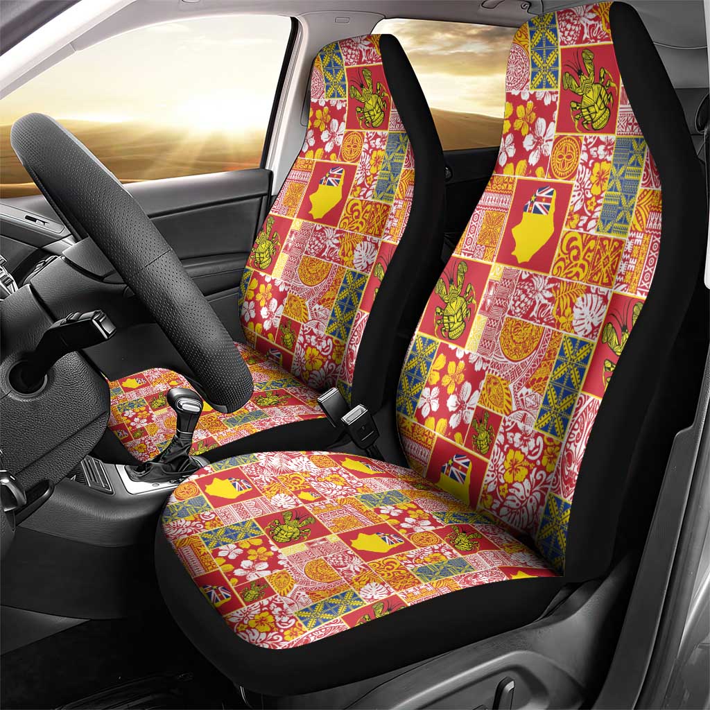 Niue Monuina e Kilisimasi Car Seat Cover Pacific Patchwork Xmas Vibes - Polynesian Pride