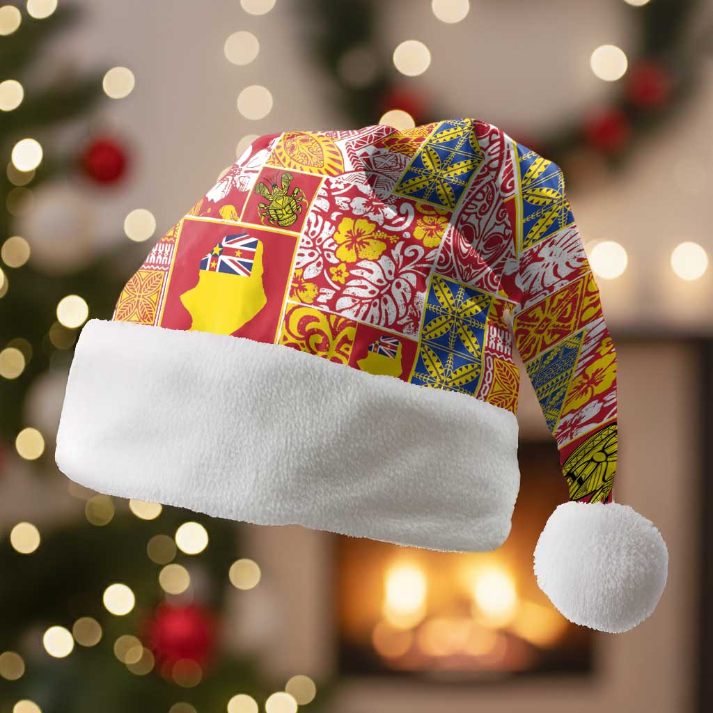 Niue Monuina e Kilisimasi Christmas Santa Hat Pacific Patchwork Xmas Vibes - Polynesian Pride