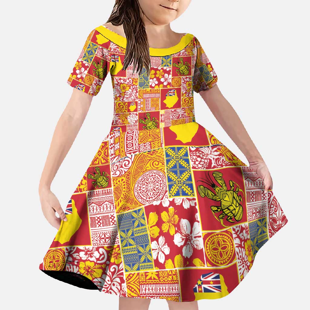 Niue Monuina e Kilisimasi Family Matching Mermaid Dress and Hawaiian Shirt Pacific Patchwork Xmas Vibes - Polynesian Pride