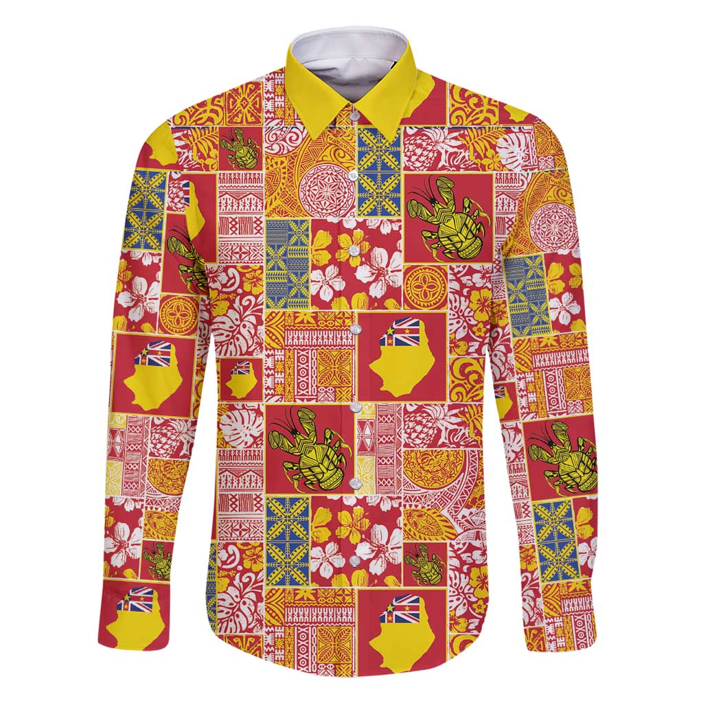 Niue Monuina e Kilisimasi Family Matching Off Shoulder Maxi Dress and Hawaiian Shirt Pacific Patchwork Xmas Vibes - Polynesian Pride