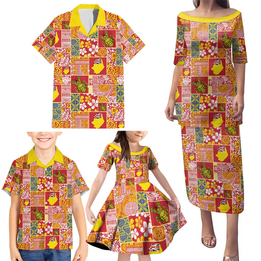 Niue Monuina e Kilisimasi Family Matching Puletasi and Hawaiian Shirt Pacific Patchwork Xmas Vibes - Polynesian Pride