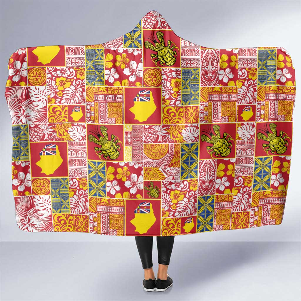 Niue Monuina e Kilisimasi Hooded Blanket Pacific Patchwork Xmas Vibes - Polynesian Pride
