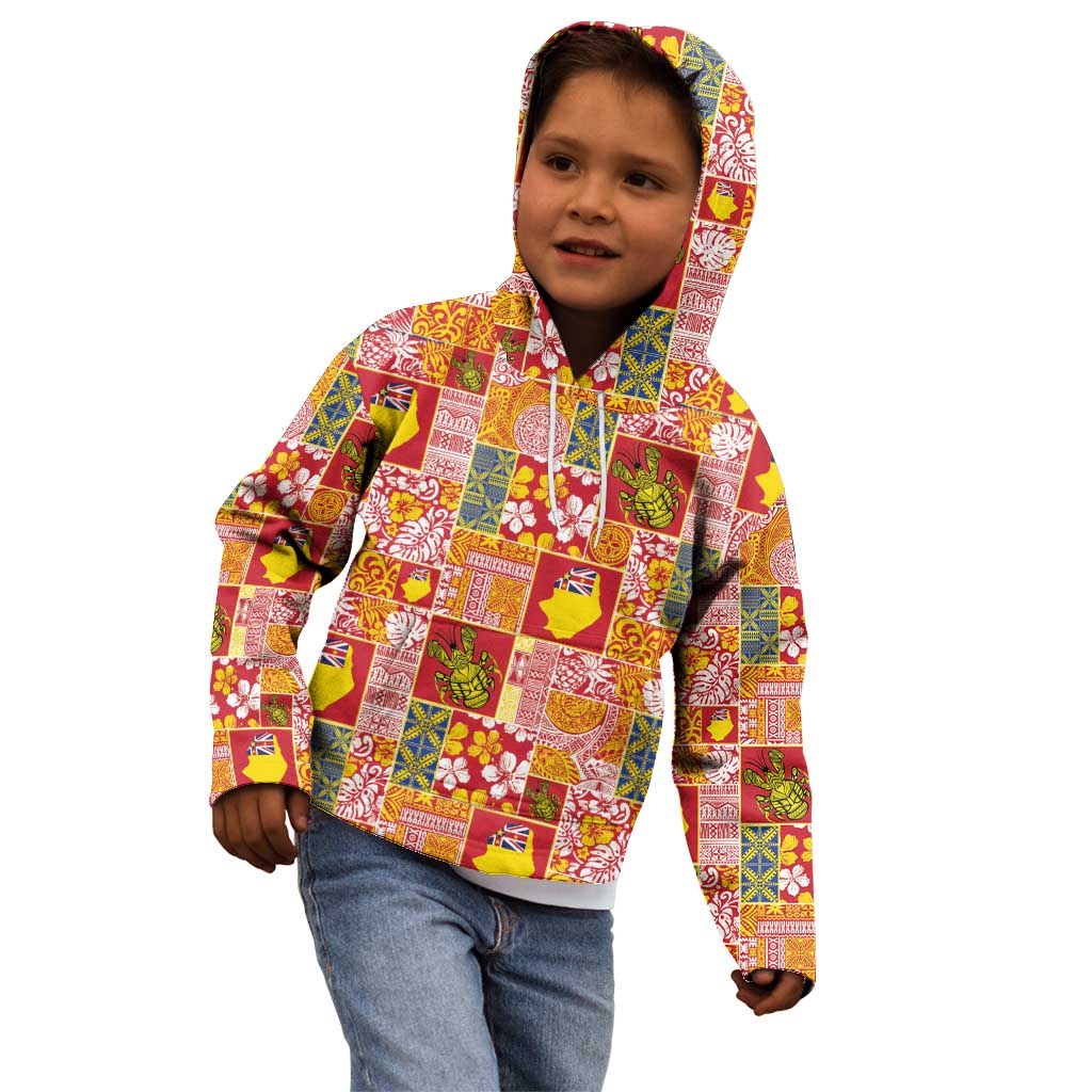 Niue Monuina e Kilisimasi Kid Hoodie Pacific Patchwork Xmas Vibes - Polynesian Pride