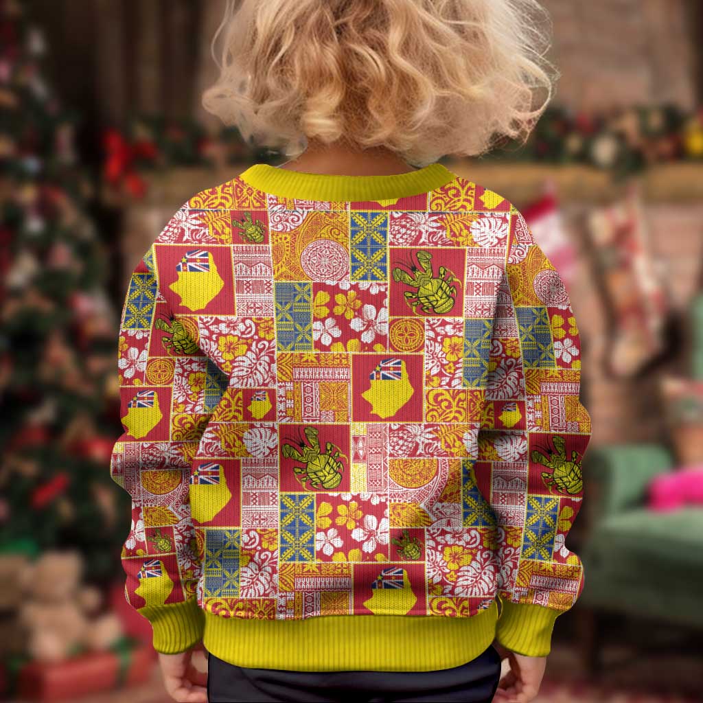 Niue Monuina e Kilisimasi Kid Ugly Christmas Sweater Pacific Patchwork Xmas Vibes - Polynesian Pride