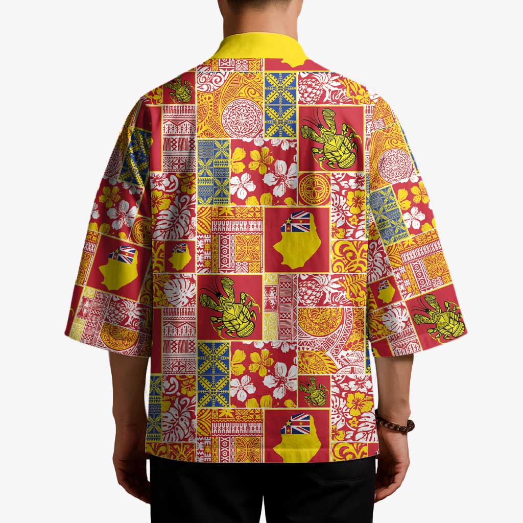Niue Monuina e Kilisimasi Kimono Pacific Patchwork Xmas Vibes - Polynesian Pride
