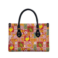 Niue Monuina e Kilisimasi Leather Bag Pacific Patchwork Xmas Vibes - Polynesian Pride