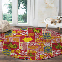Niue Monuina e Kilisimasi Round Carpet Pacific Patchwork Xmas Vibes - Polynesian Pride