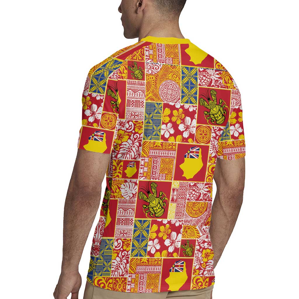 Niue Monuina e Kilisimasi Rugby Jersey Pacific Patchwork Xmas Vibes - Polynesian Pride